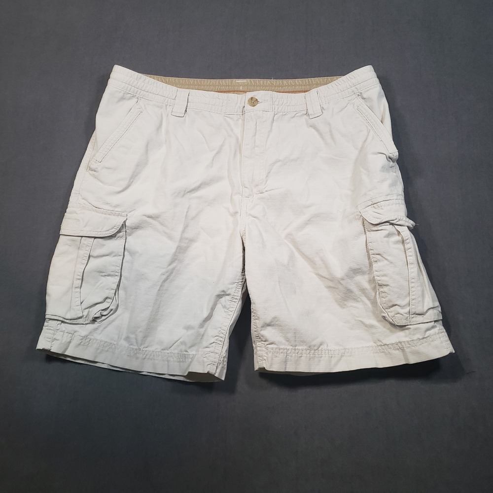 Outdoor Life Cargo Shorts Mens XL Tan Ripstop Elastic Waist Utility Hiking